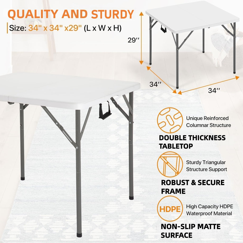 White Square Folding Card Table S9898