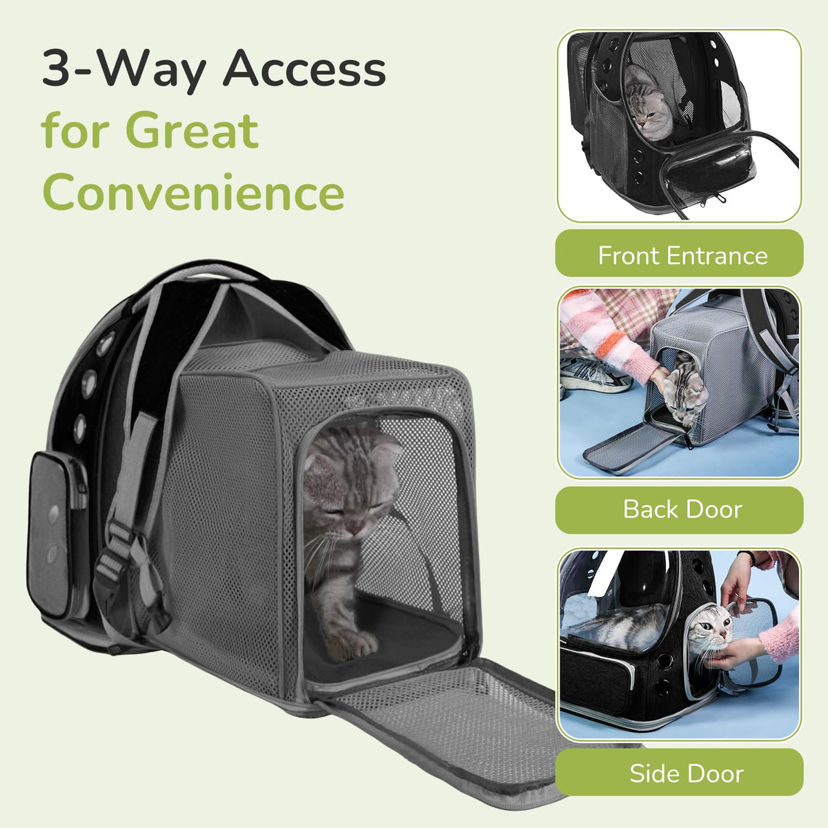Black Expandable Cat Backpack Carrier E991