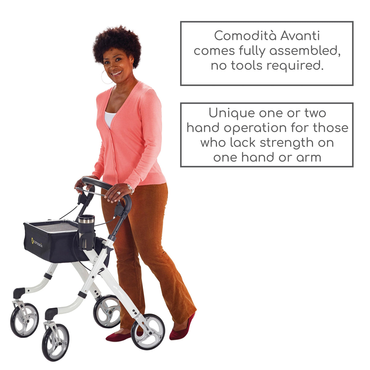 Rolling Walker with Orthopedic Extra Wide Seat and Brakes H451476