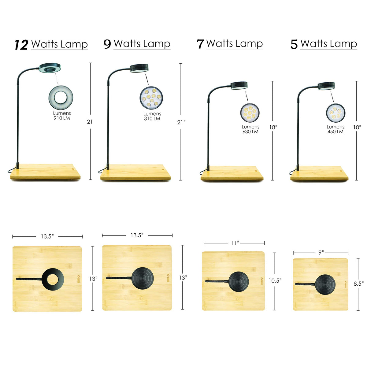 Full Spectrum LED Light with Bamboo Board 5W K9766