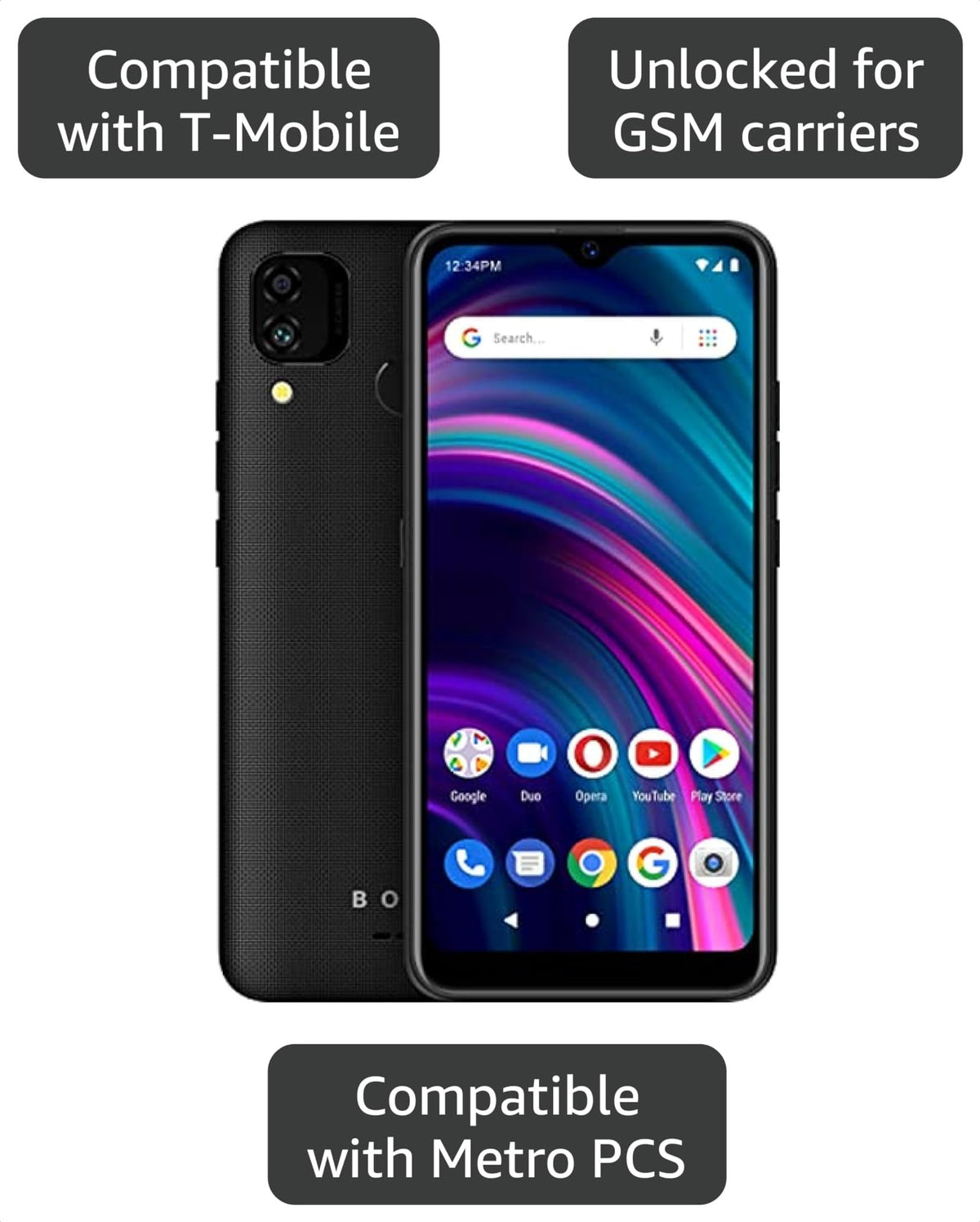 Unlocked 6.1” HD+ Infinity Display 32 GB Dual 13MP Camera Black D53028