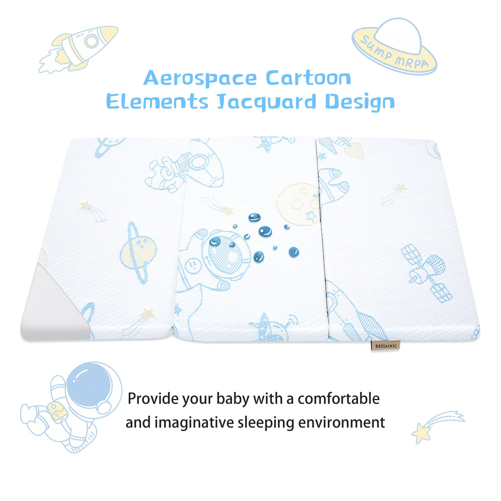 Trifold Portable Pack and Play Mattress Pad with Washable Cover F442548