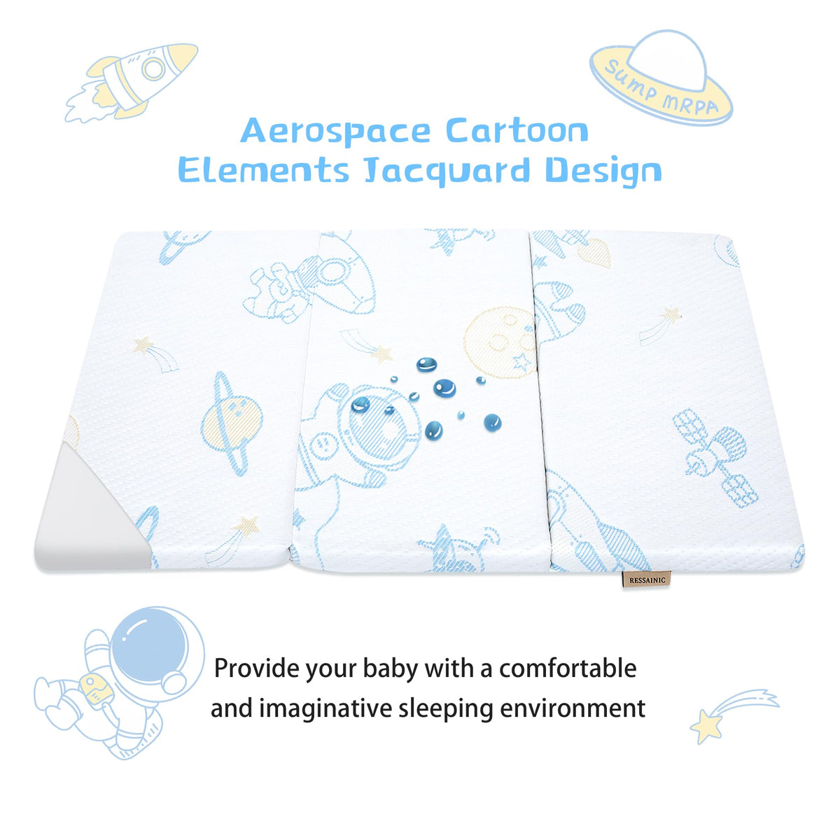 Trifold Portable Pack and Play Mattress Pad with Washable Cover F442548
