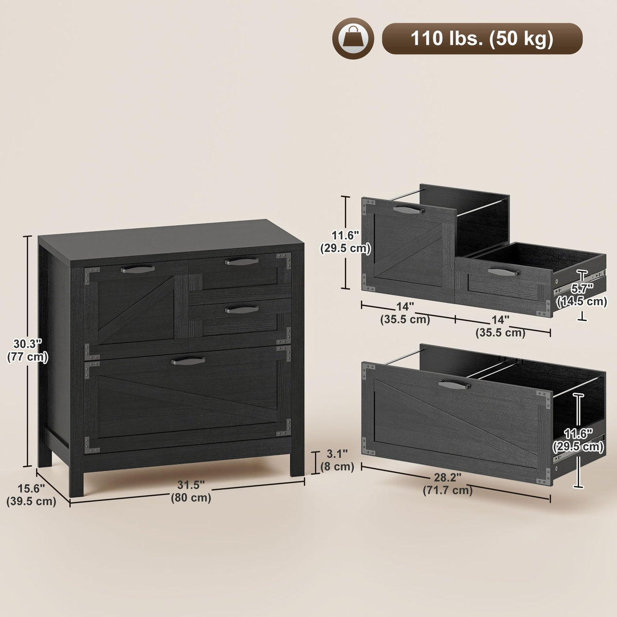 Black 4 Drawer File Cabinet F848