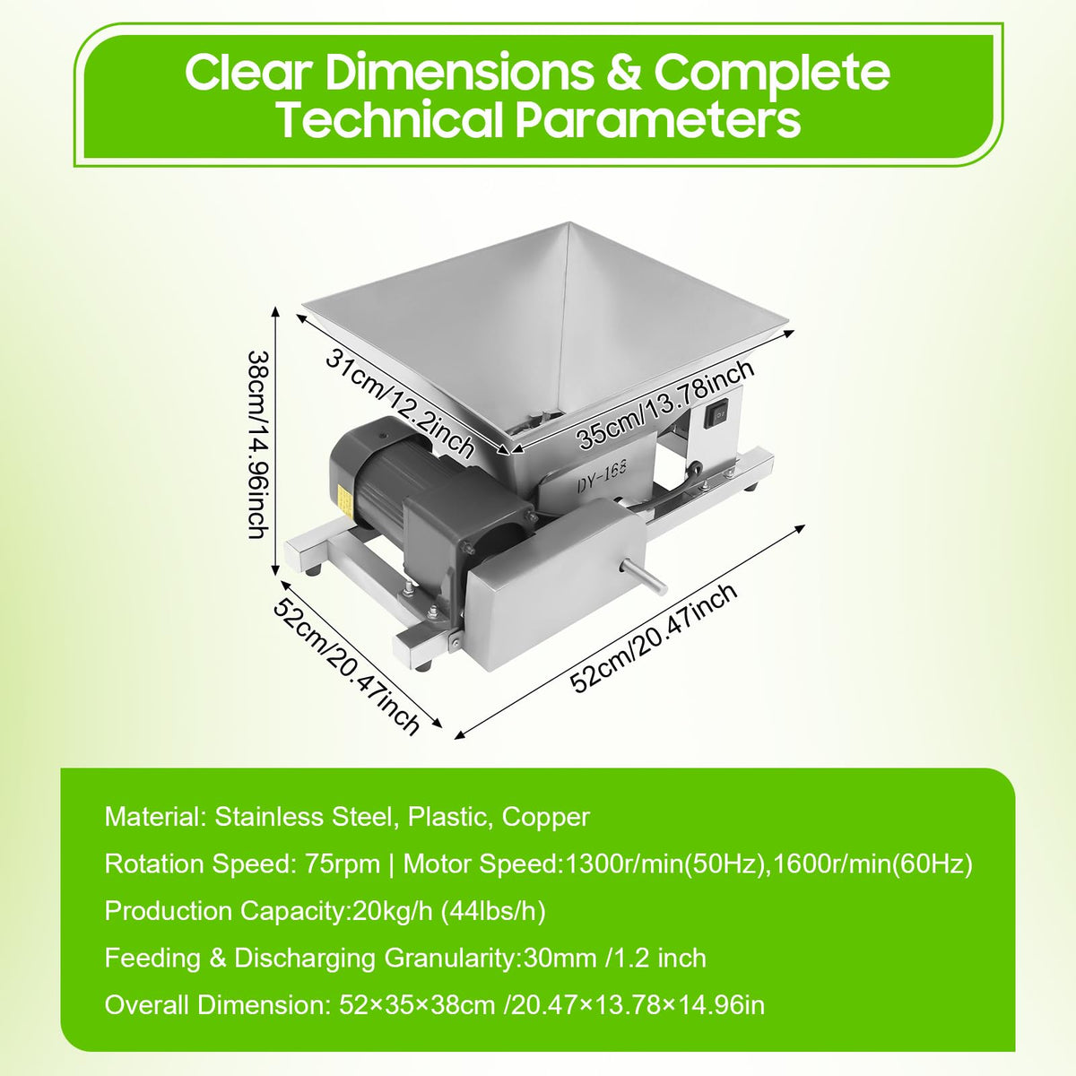 60W Stainless Steel Electric Fruit Crusher 1.06gal V9956