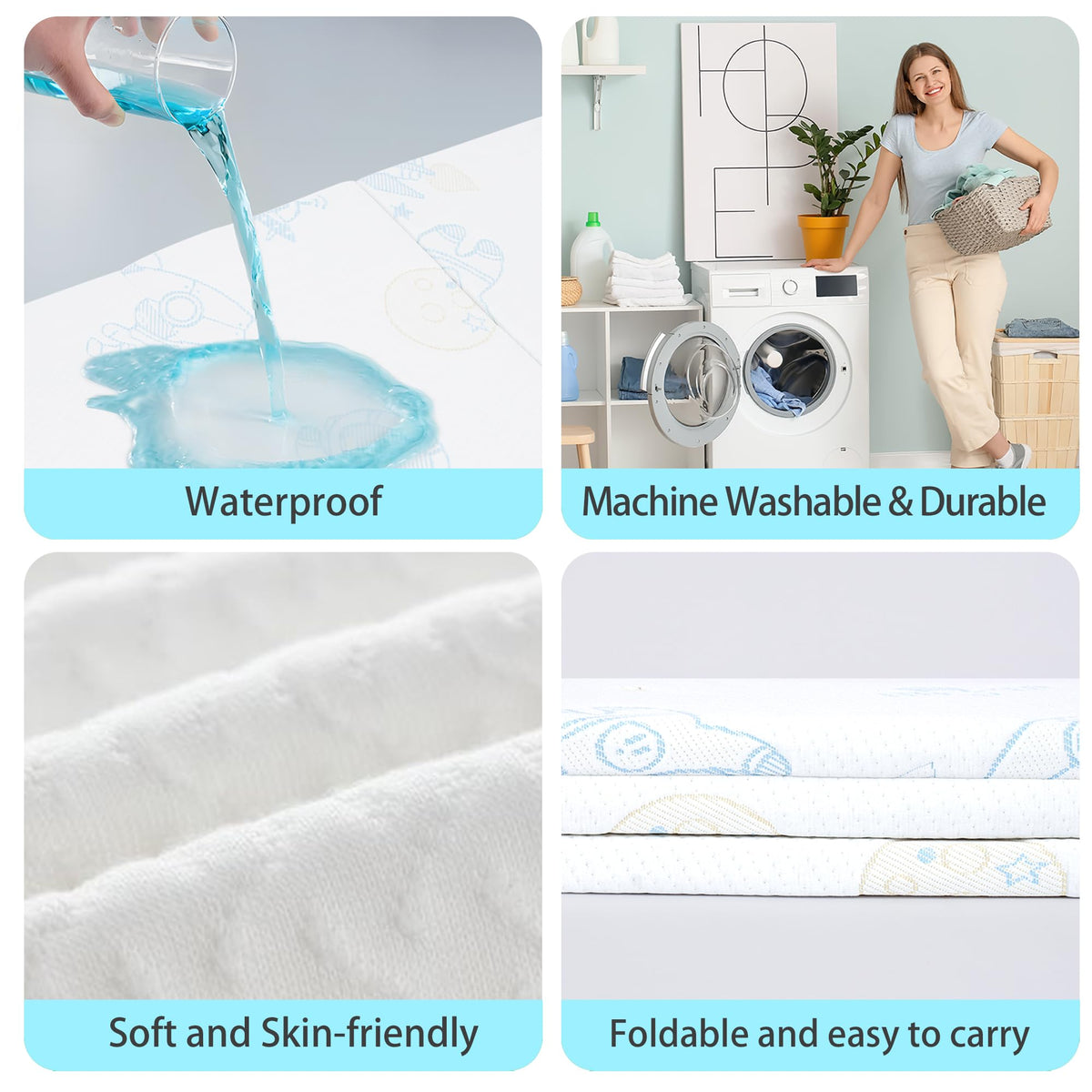 Trifold Portable Pack and Play Mattress Pad with Washable Cover F442548