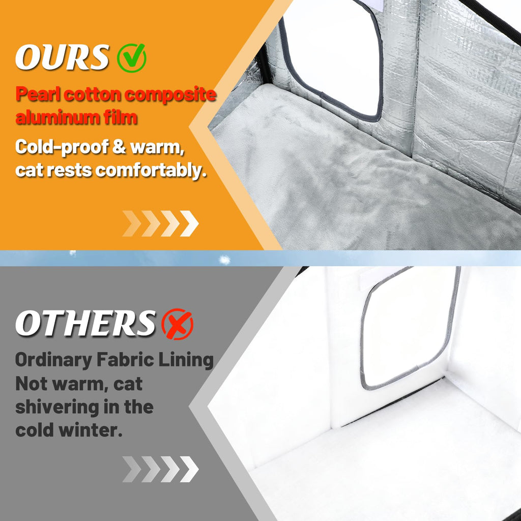Weatherproof Outdoor Heated Cat House with Thermostatic Heating Pad Z2324
