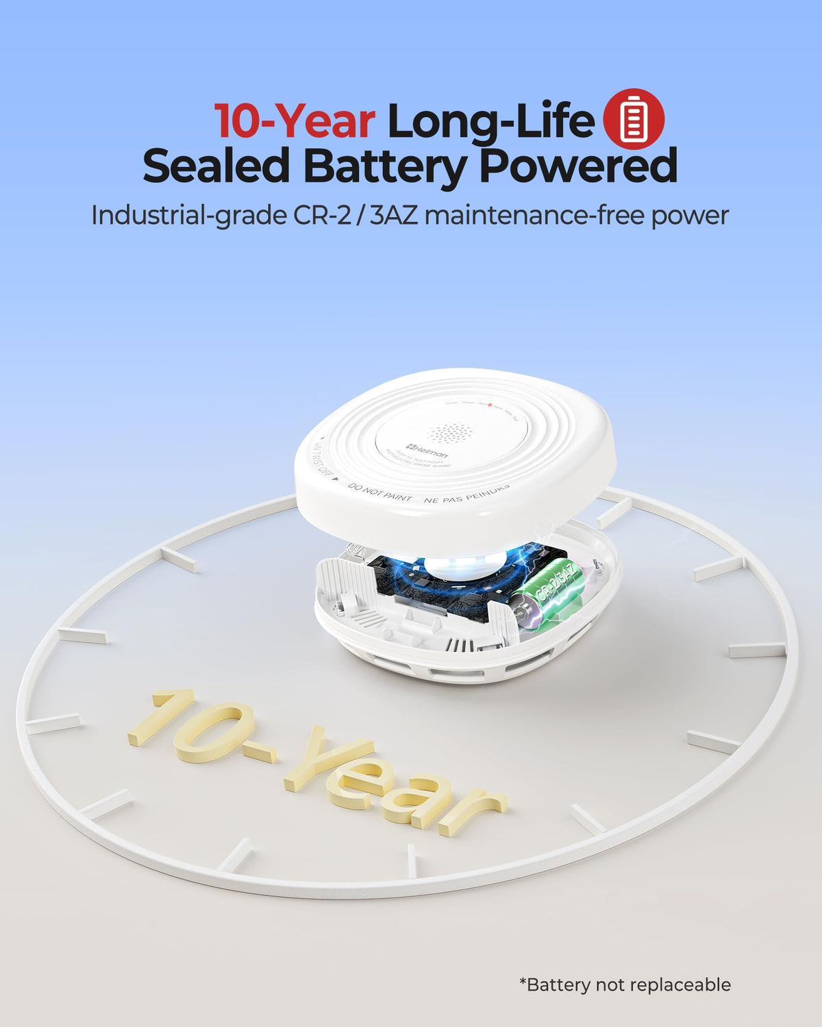 Smoke Detector 10-Year Sealed Battery Powered 3-Pack B47552