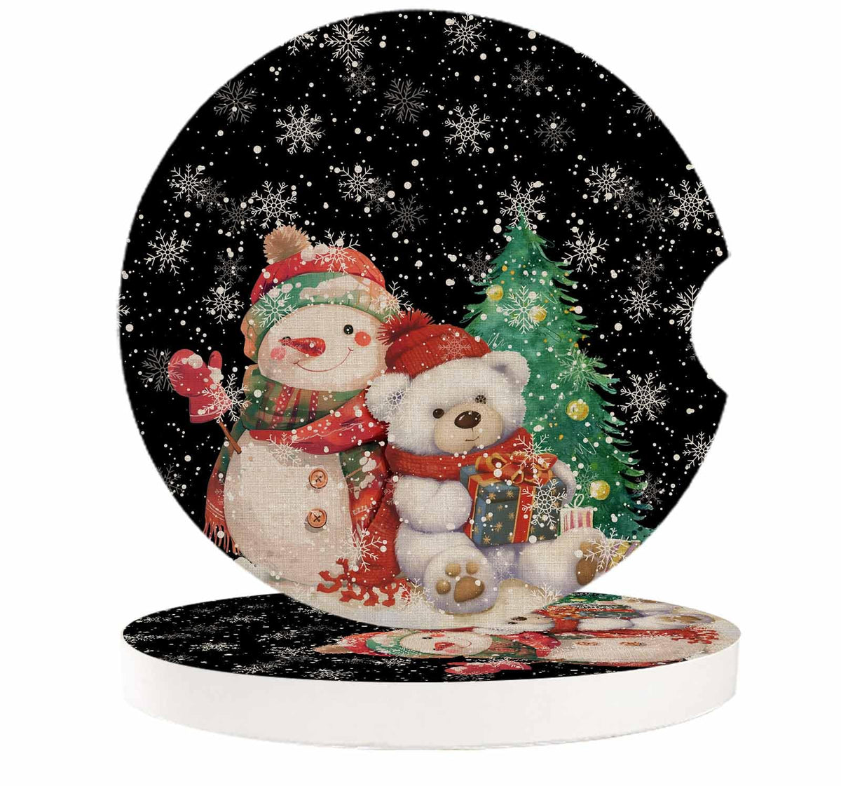Black Ceramic Car Coasters 2 Piece Set G560