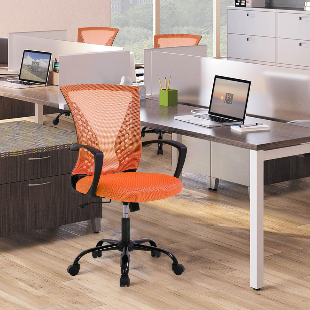 Orange Adjustable Mesh Ergonomic Office Chair with Lumbar Support K6961