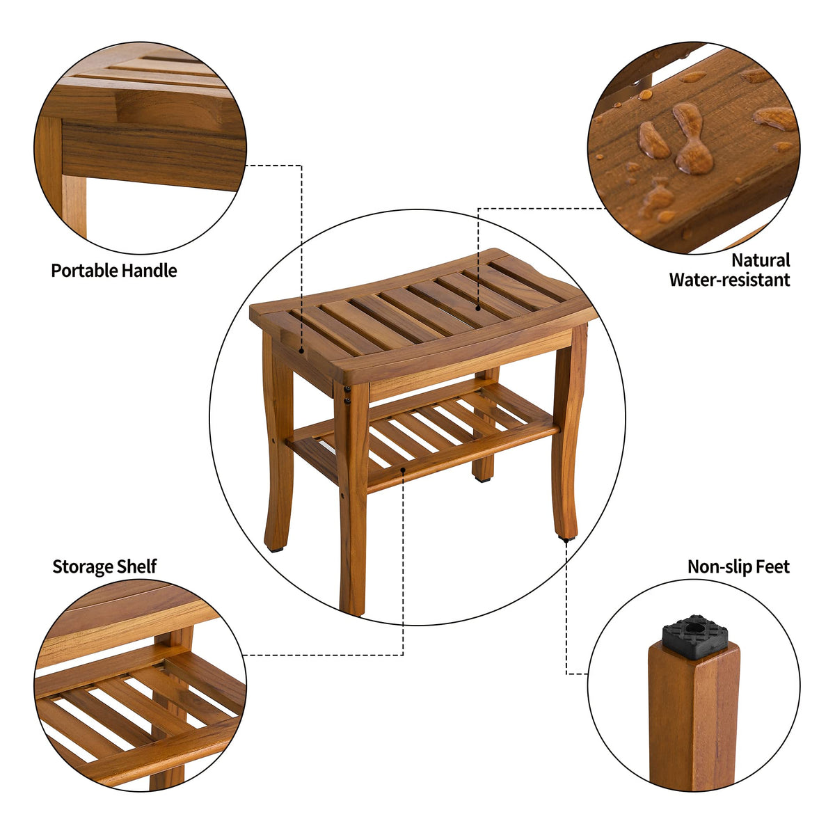 Teak Shower Bench U666