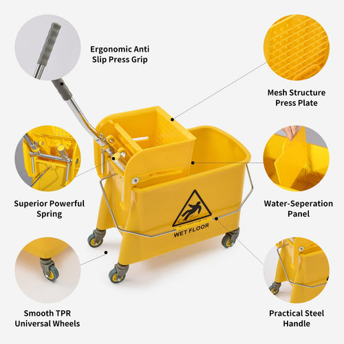 22 Quart Wheeled Mop Bucket with Wringer D937024