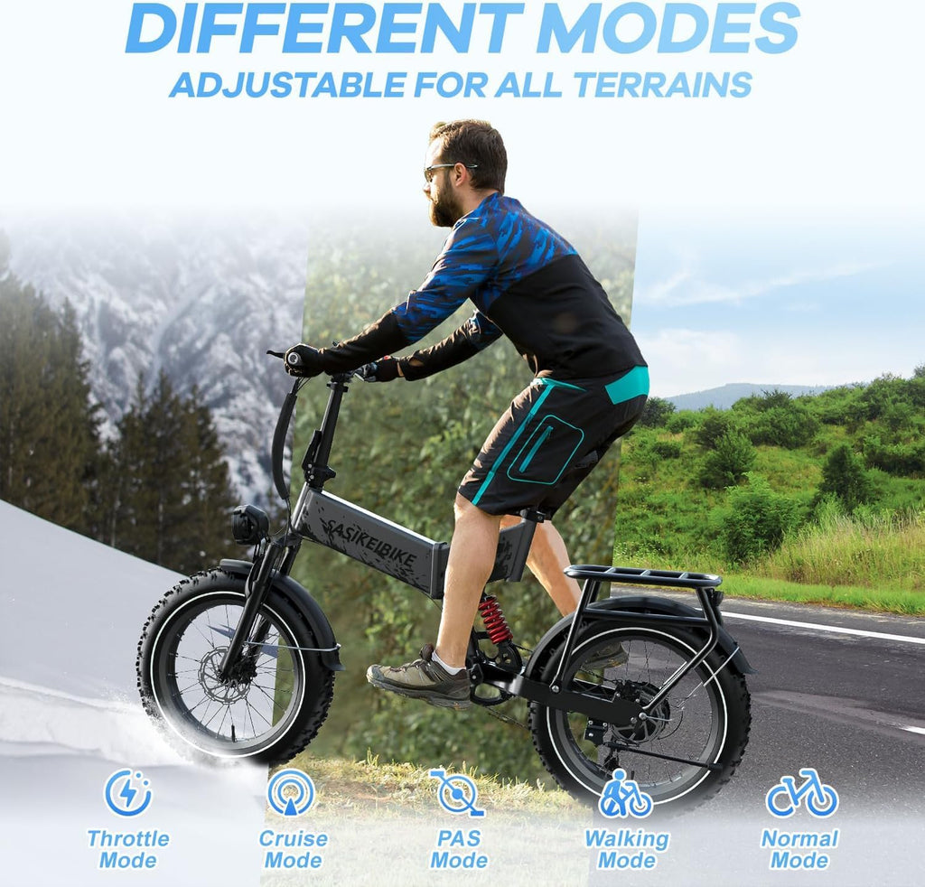 1500W Folding Electric Bike with 52V 20AH Removable Battery, 20" x4.0 Fat Tire C63311