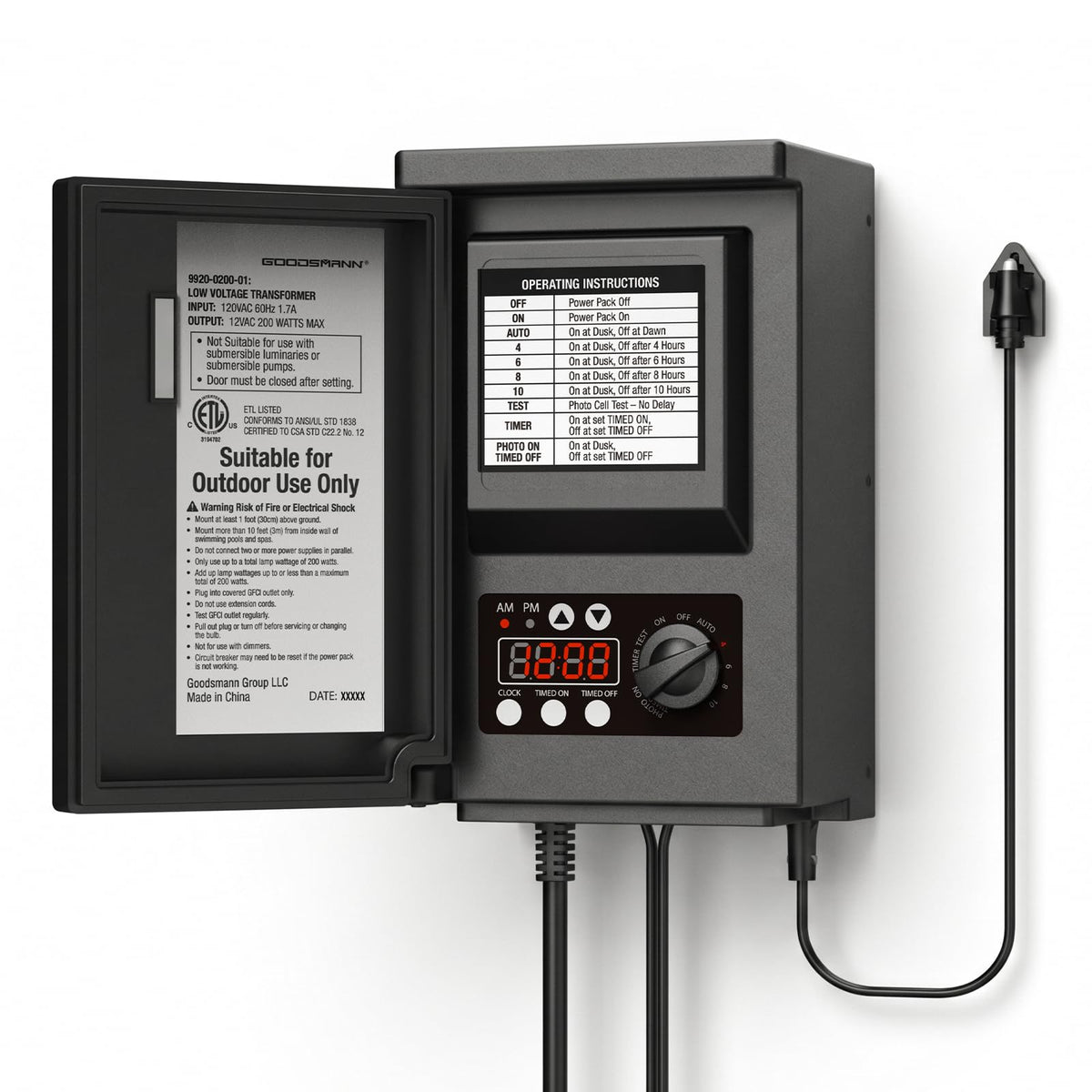 200 Watt Low Voltage Transformer with Timer and Photo Eye Sensor I672