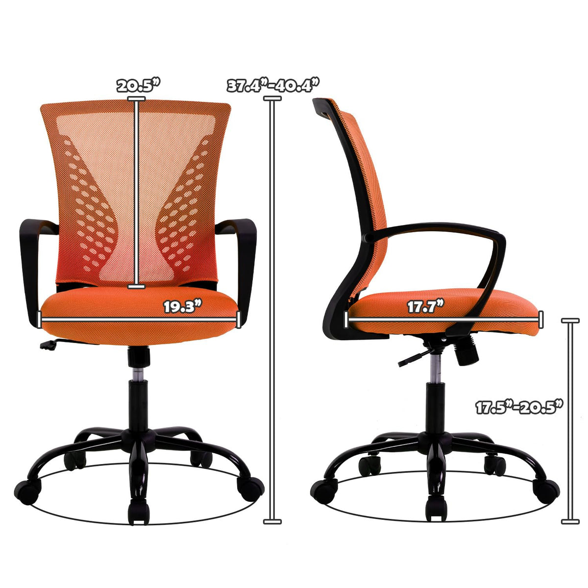 Orange Adjustable Mesh Ergonomic Office Chair with Lumbar Support K6961