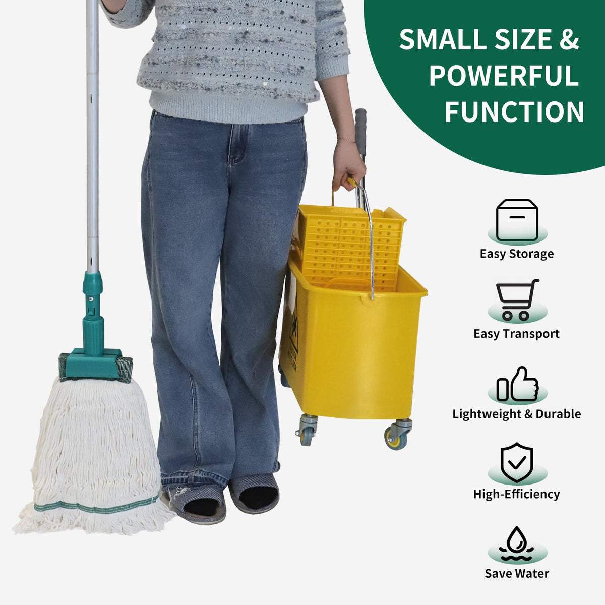 22 Quart Wheeled Mop Bucket with Wringer D937024