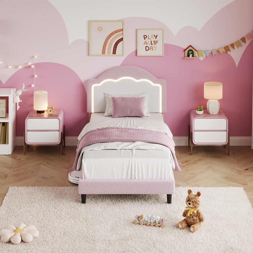 Velvet Upholstered Twin Bed Frame Y105069