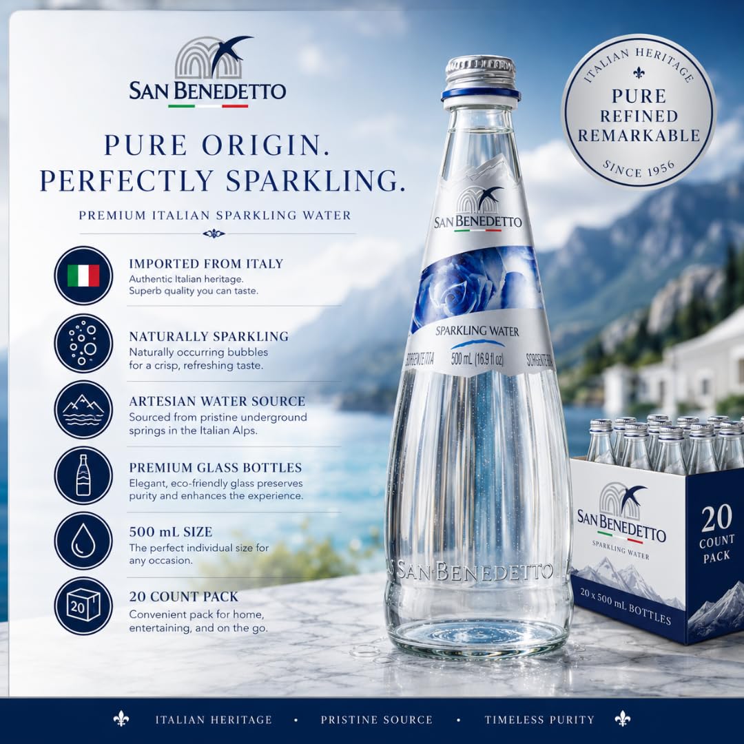 Sparkling Mineral Water 500 mL 20 Pack Glass Bottles G9724