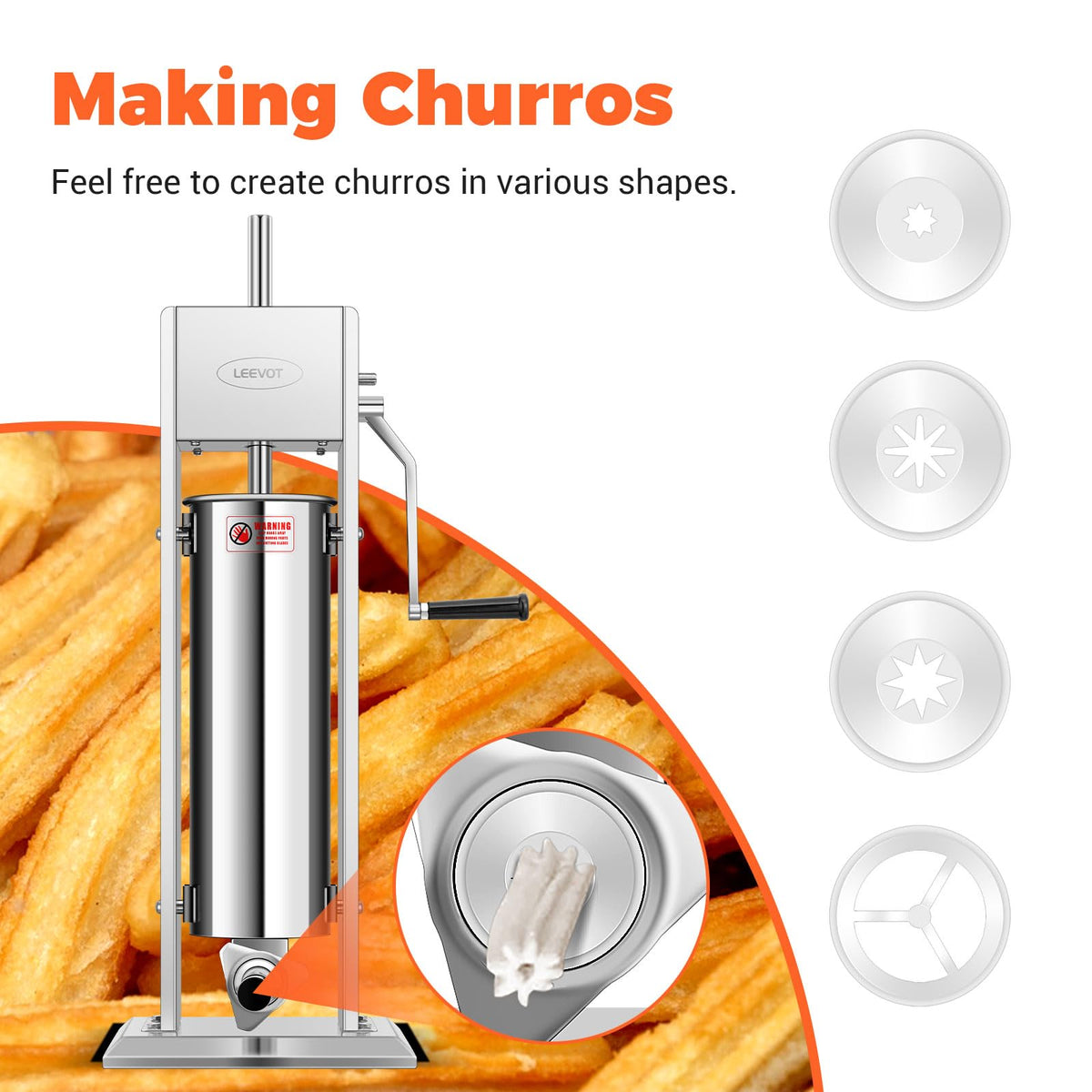 15LBS/7L Manual Stainless Steel Sausage Stuffer with 5 Stuffing Tubes L56208