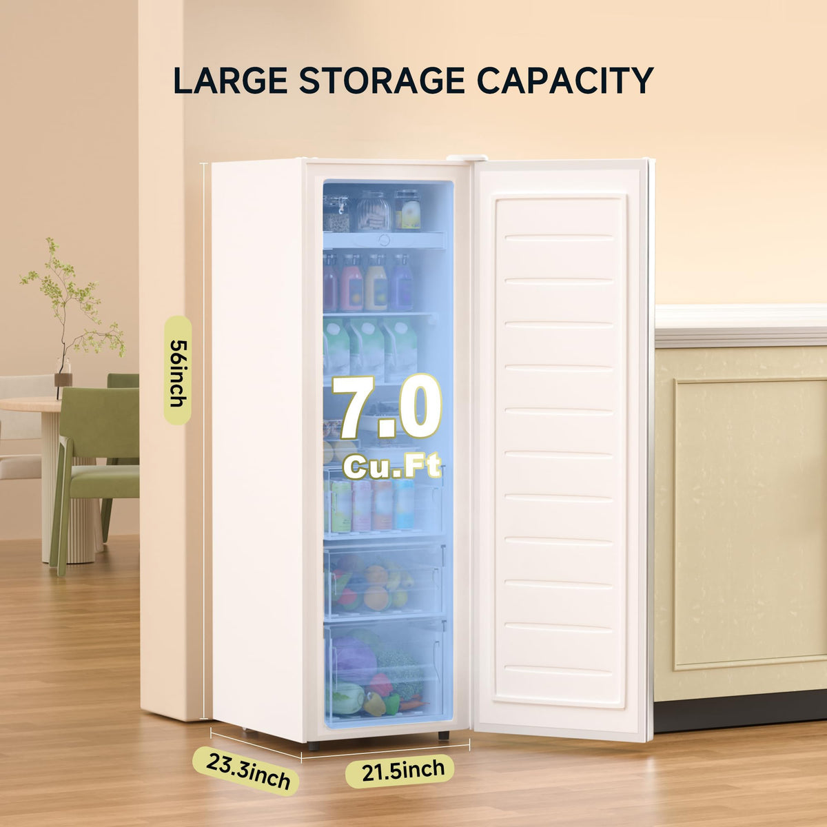 7.0 Cu.ft Convertible Upright Freezer/Refrigerator White I217500