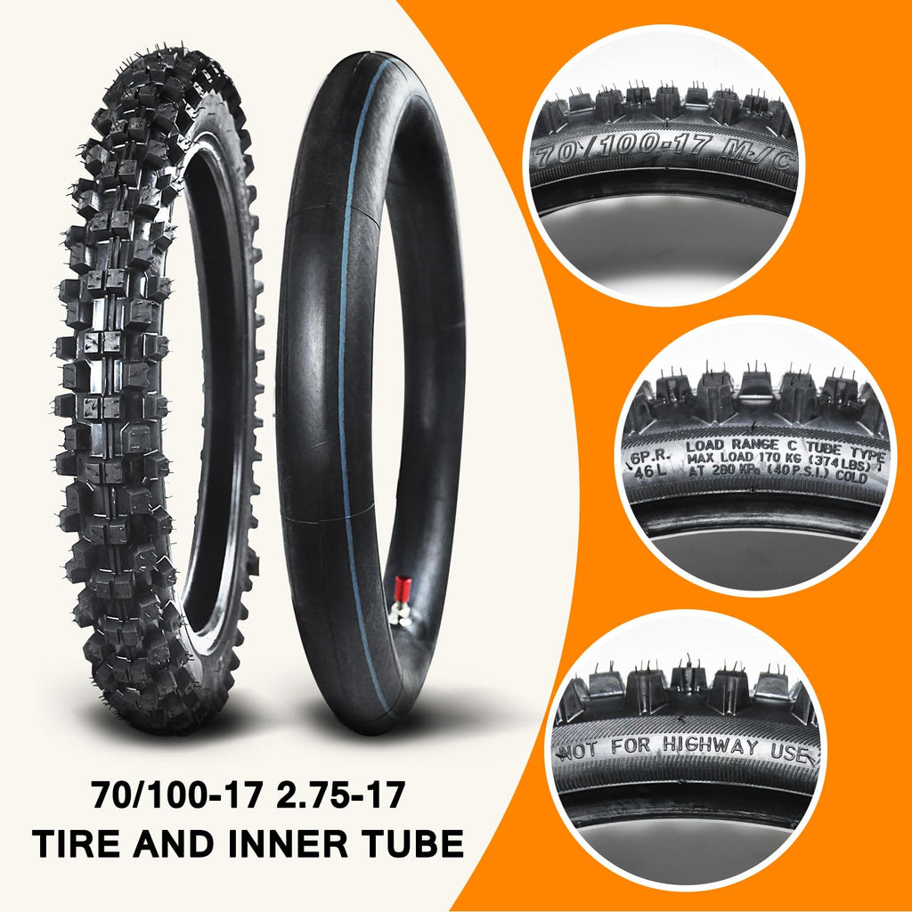 90/100-14 3.00-14 70/100-17 2.75-17 Tire and Inner Tube J74966
