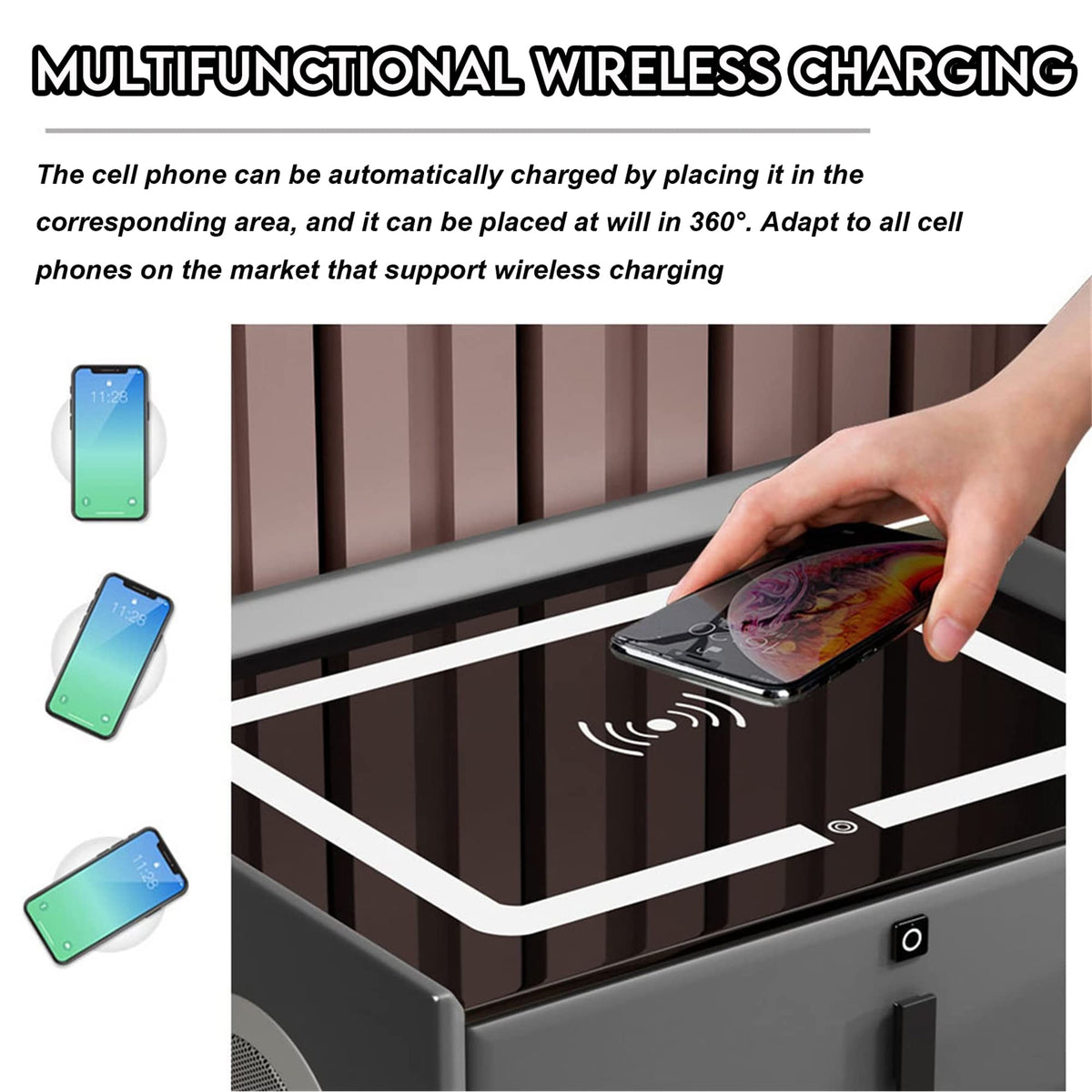 Gray Nightstands with Wireless Charging Station and USB Charging I2189