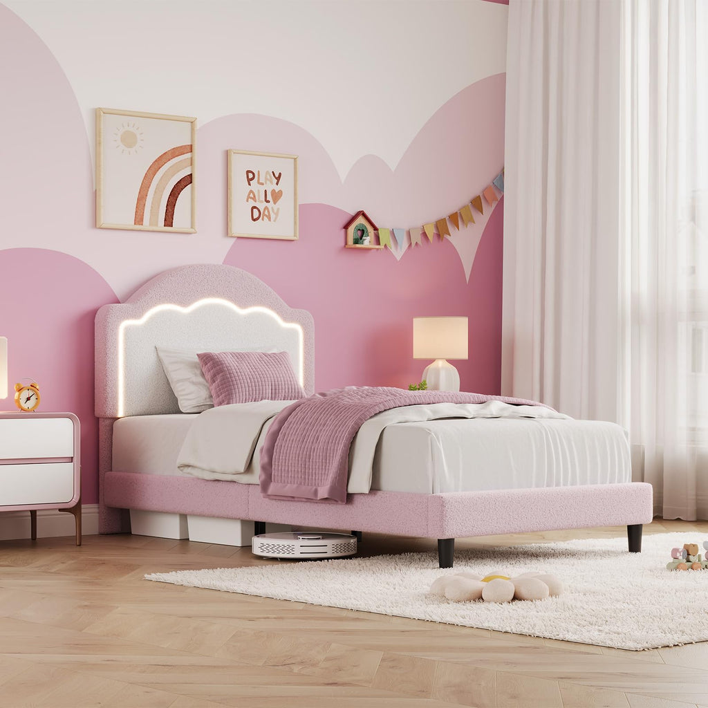 Velvet Upholstered Twin Bed Frame Y105069