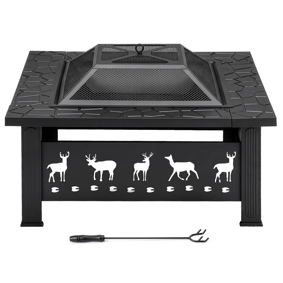 32 Inch Square Wood Burning Fire Pit Table Z51806