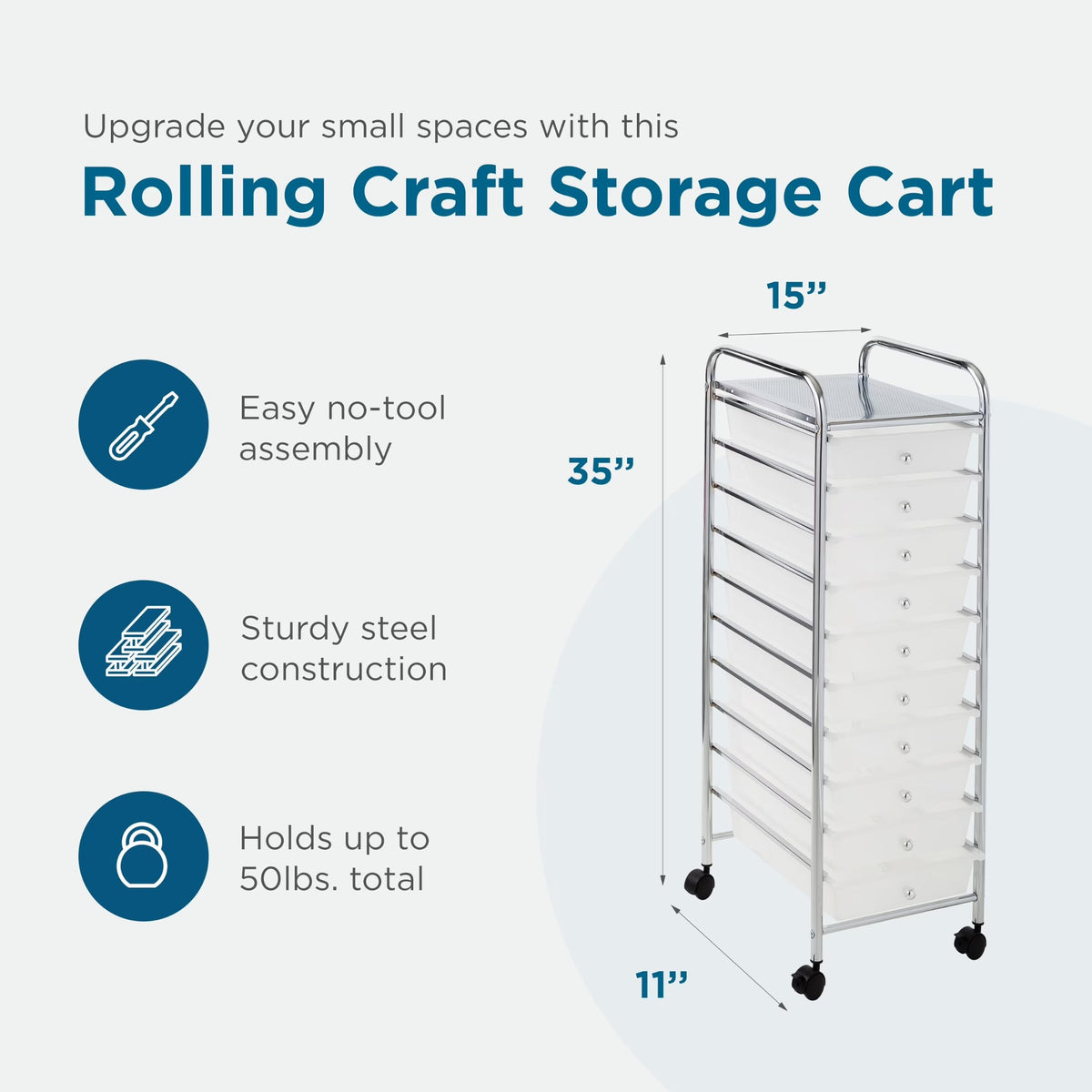 10 Drawer Rolling Storage Cart F9434