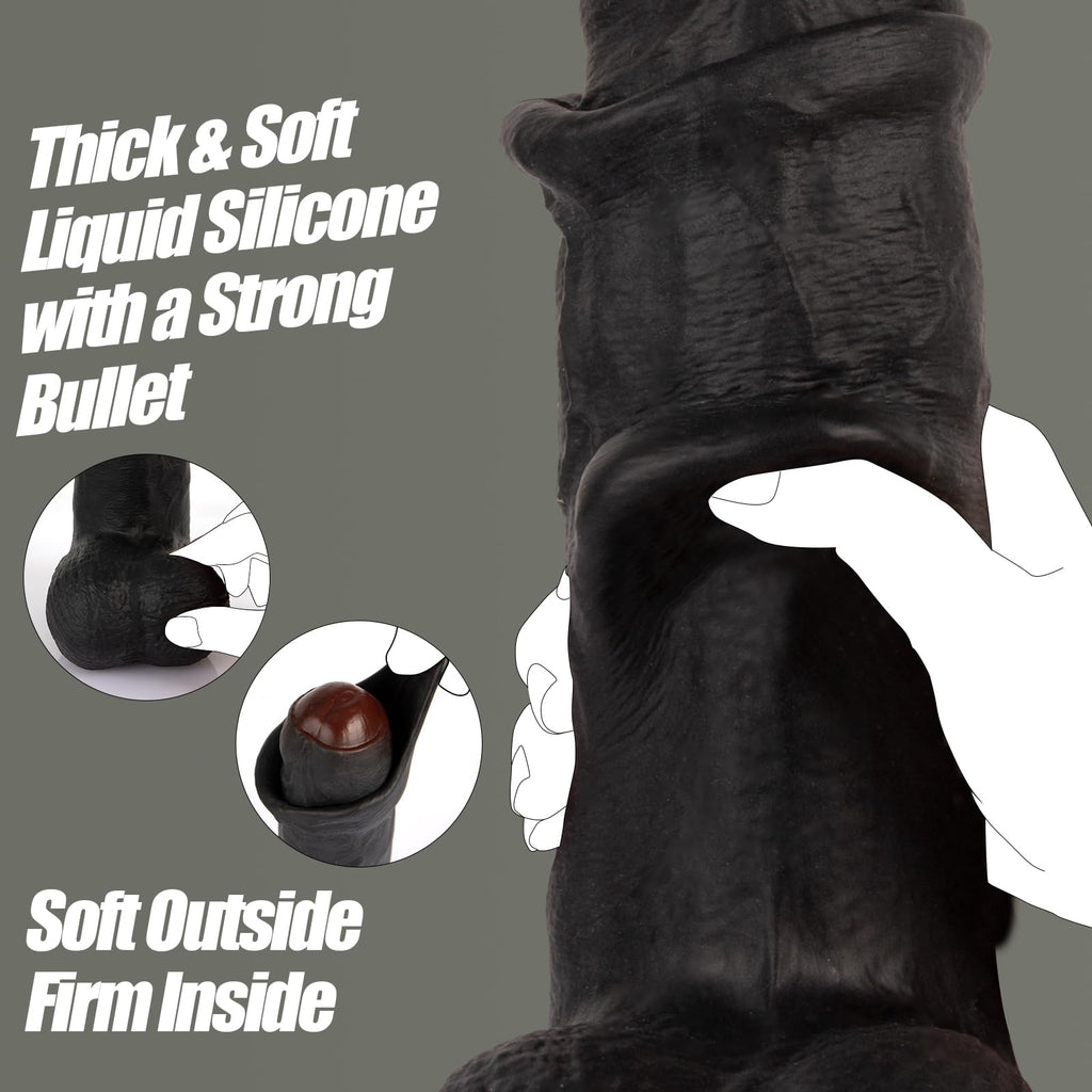 Black Realistic Dildo Vibrator W4526