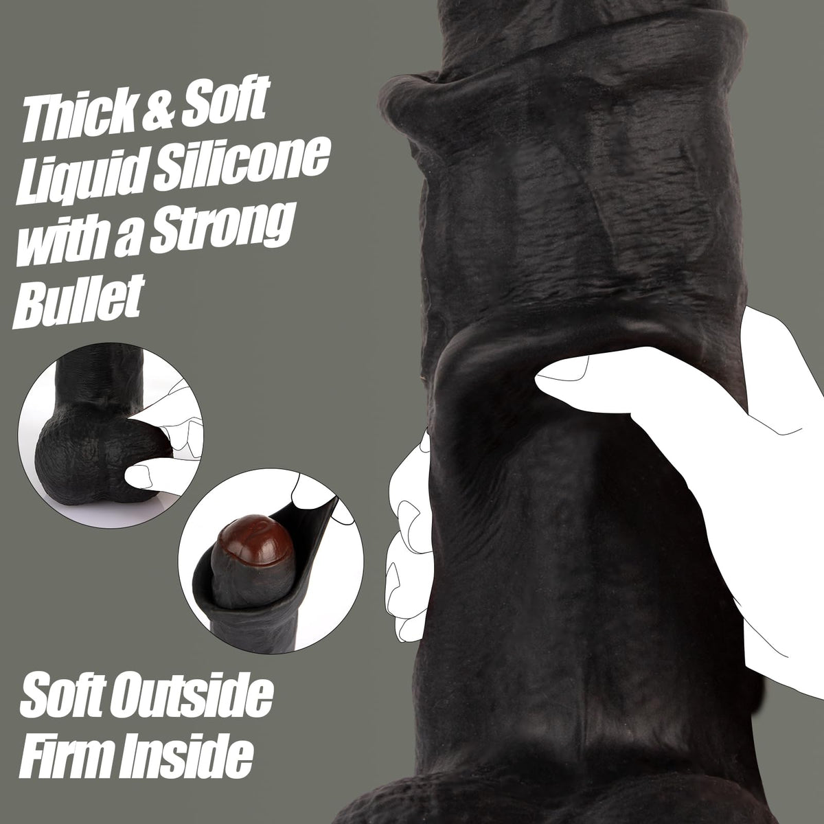 Black Realistic Dildo Vibrator W4526