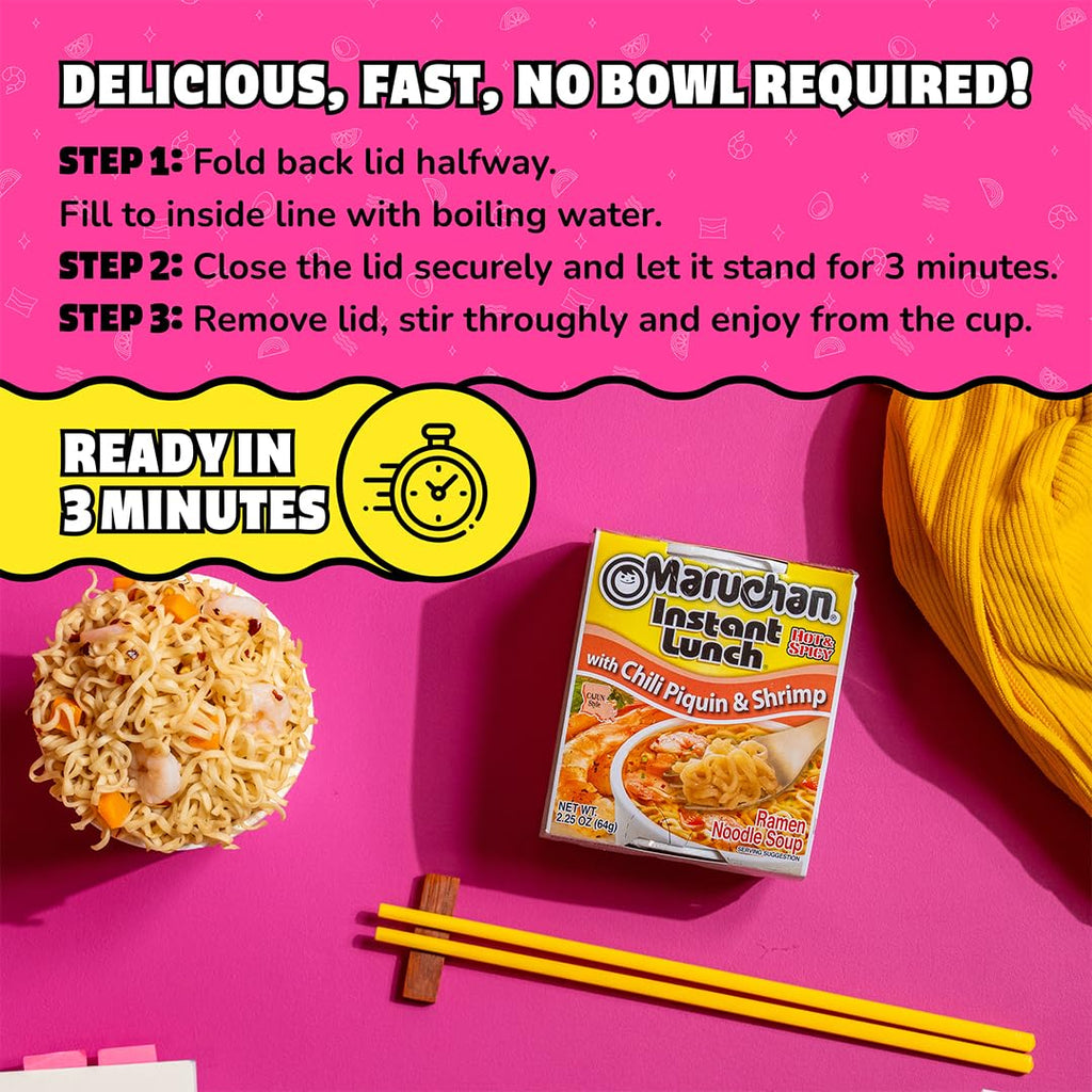 Instant Lunch Ramen Noodles Chili Piquin & Shrimp 2.25 Oz 12 Pack F323706