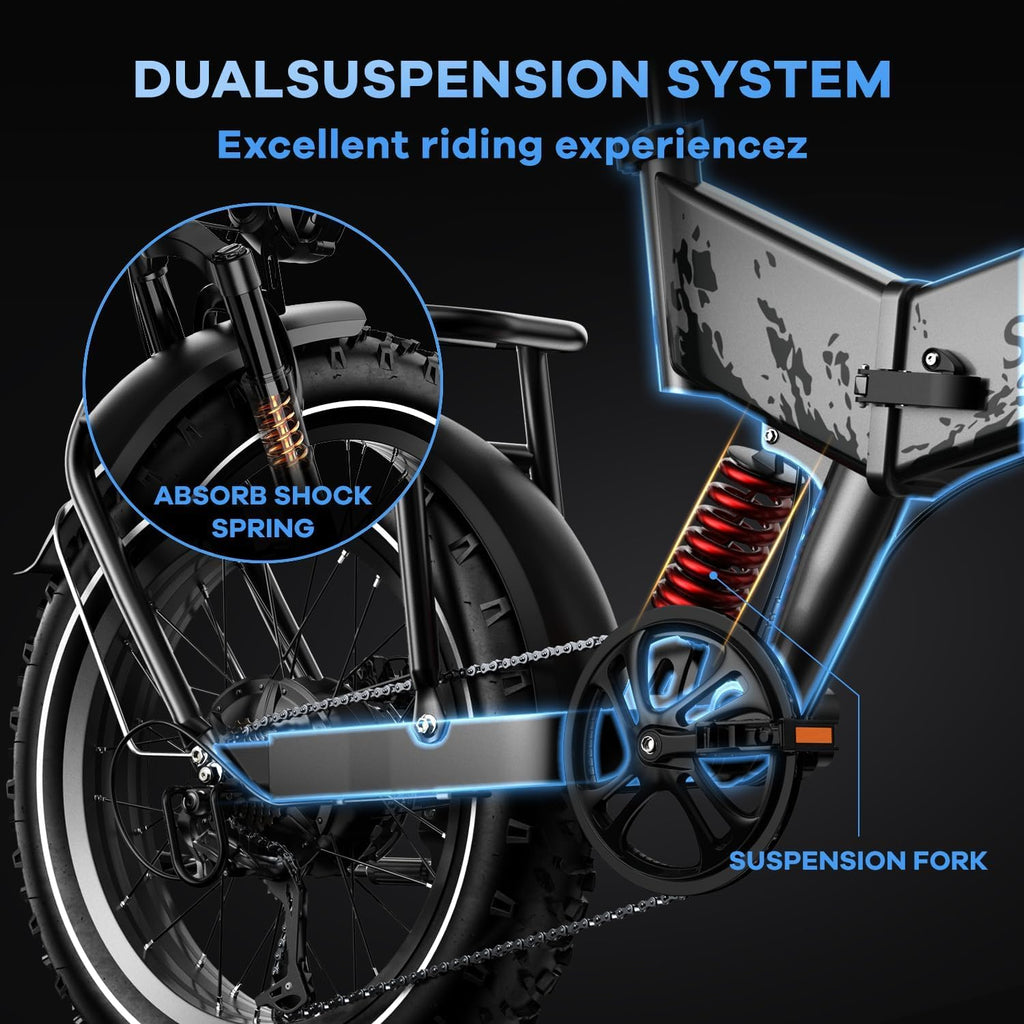1500W Folding Electric Bike with 52V 20AH Removable Battery, 20" x4.0 Fat Tire C63311