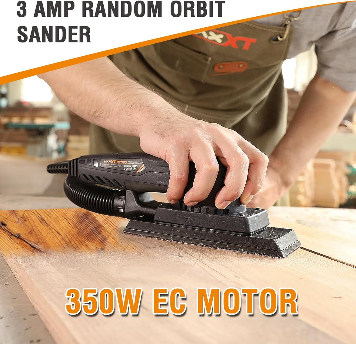 Brushless 3mm Orbital Sander 350W Variable Speed with 10 Sanding Paper I2990