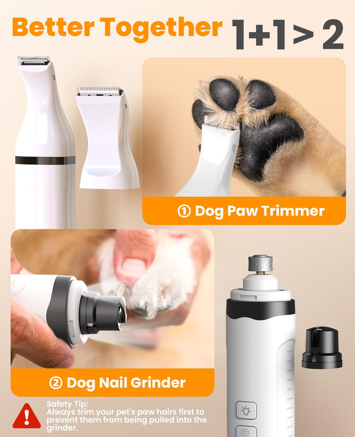 Dog Shaver Clippers and Nail Grinder Paw Trimmer Kit Y7364