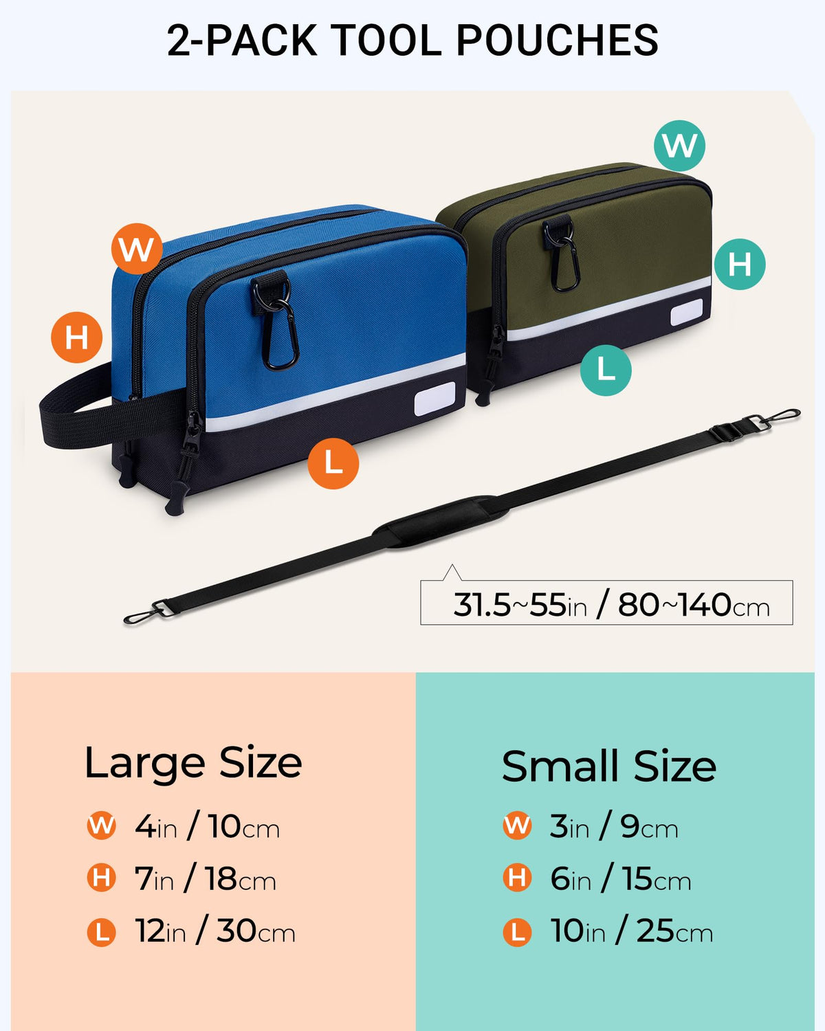 2 Pack Small Tool Bags with Strap 12" & 10" Z44839