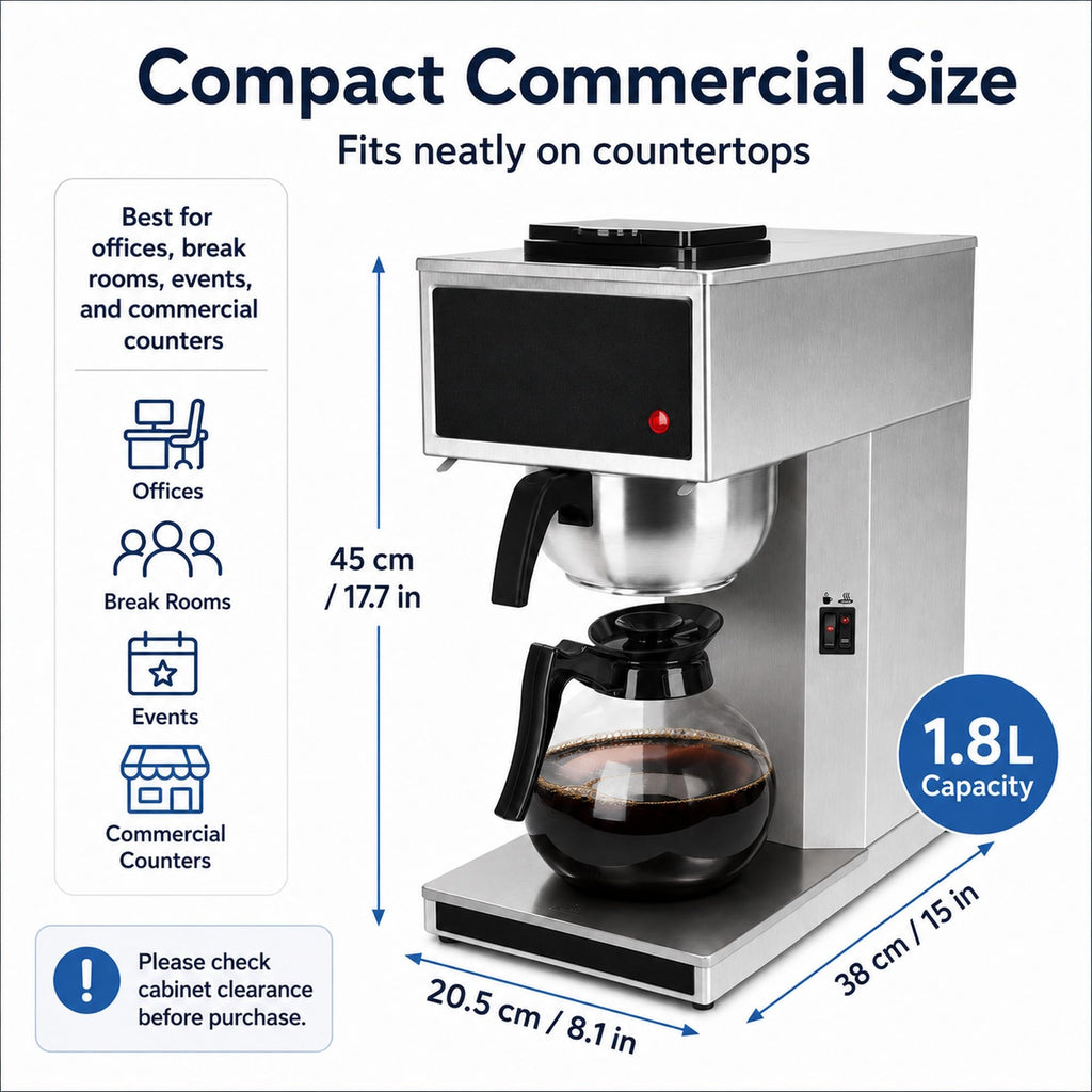 Commercial 12-Cup Stainless Steel Drip Coffee Maker with Dual Warmers A585929