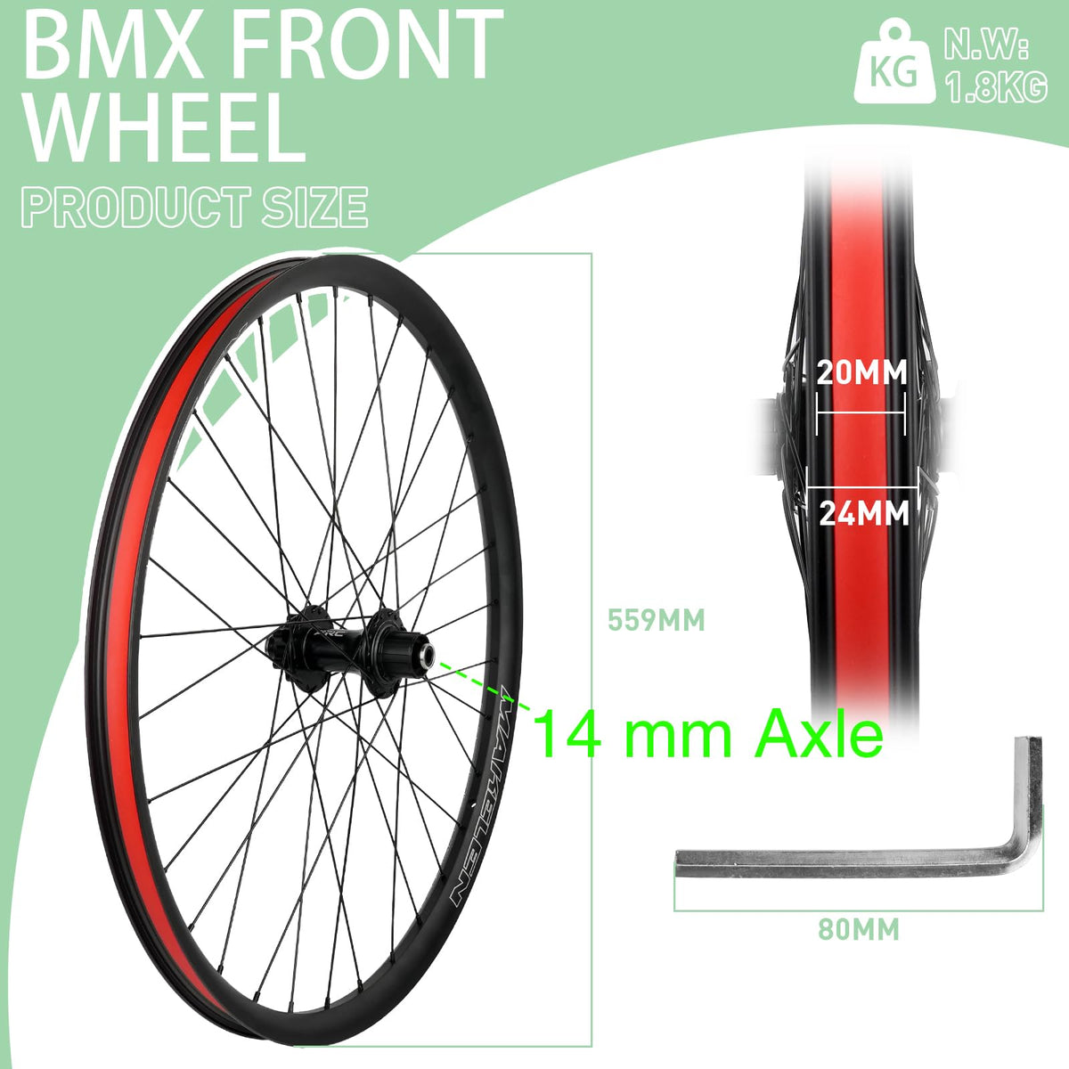 20 Inch BMX Wheel Set with Sealed Bearings E98728
