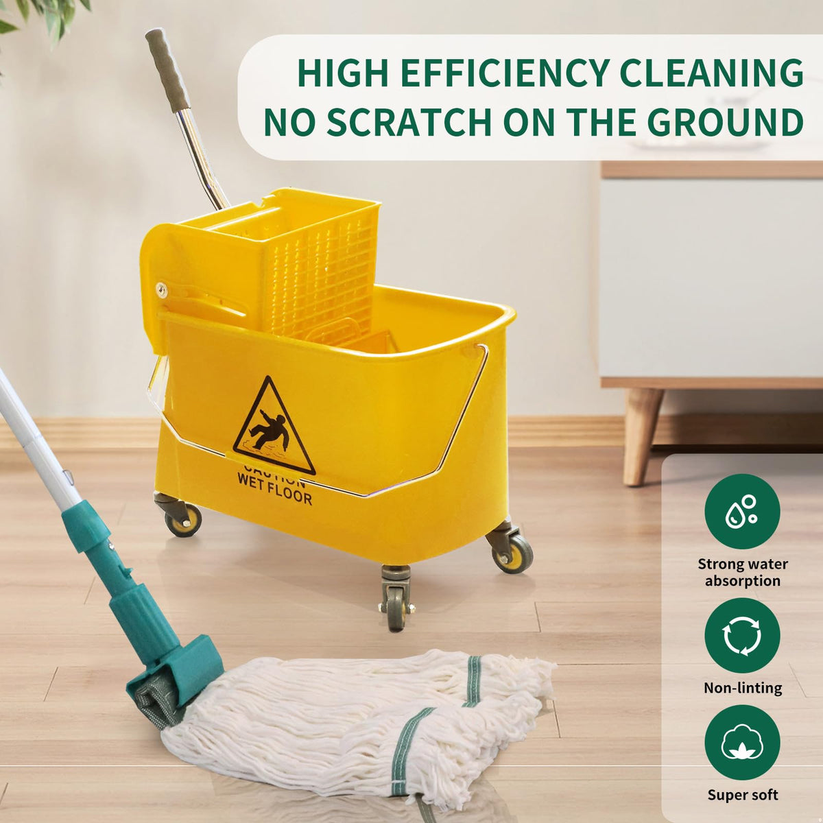 22 Quart Wheeled Mop Bucket with Wringer D937024