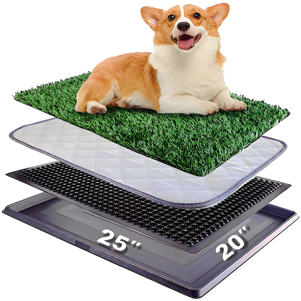 Portable Dog Grass Pad with Tray & 2 Replacement Grass Pads W7232