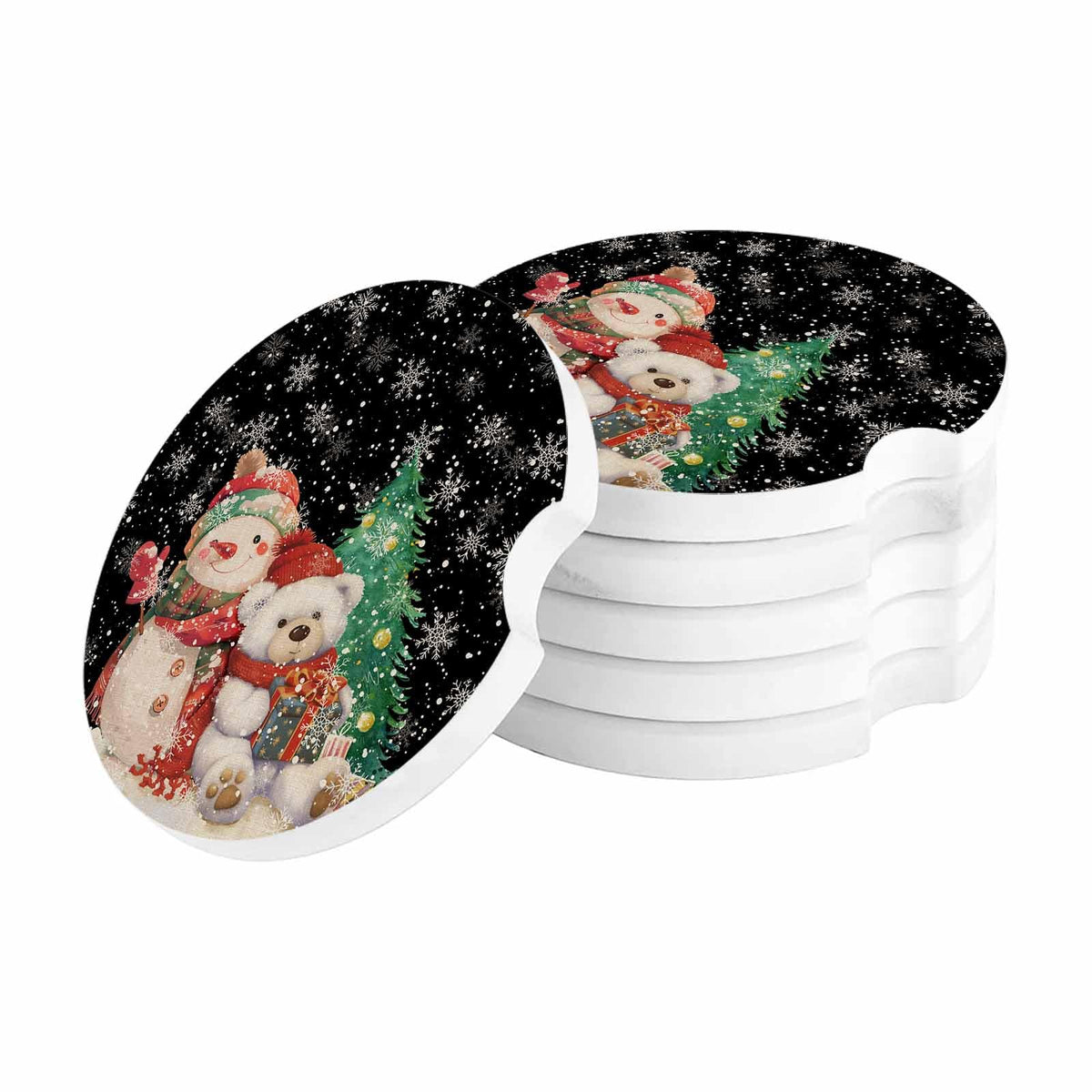 Black Ceramic Car Coasters 2 Piece Set G560