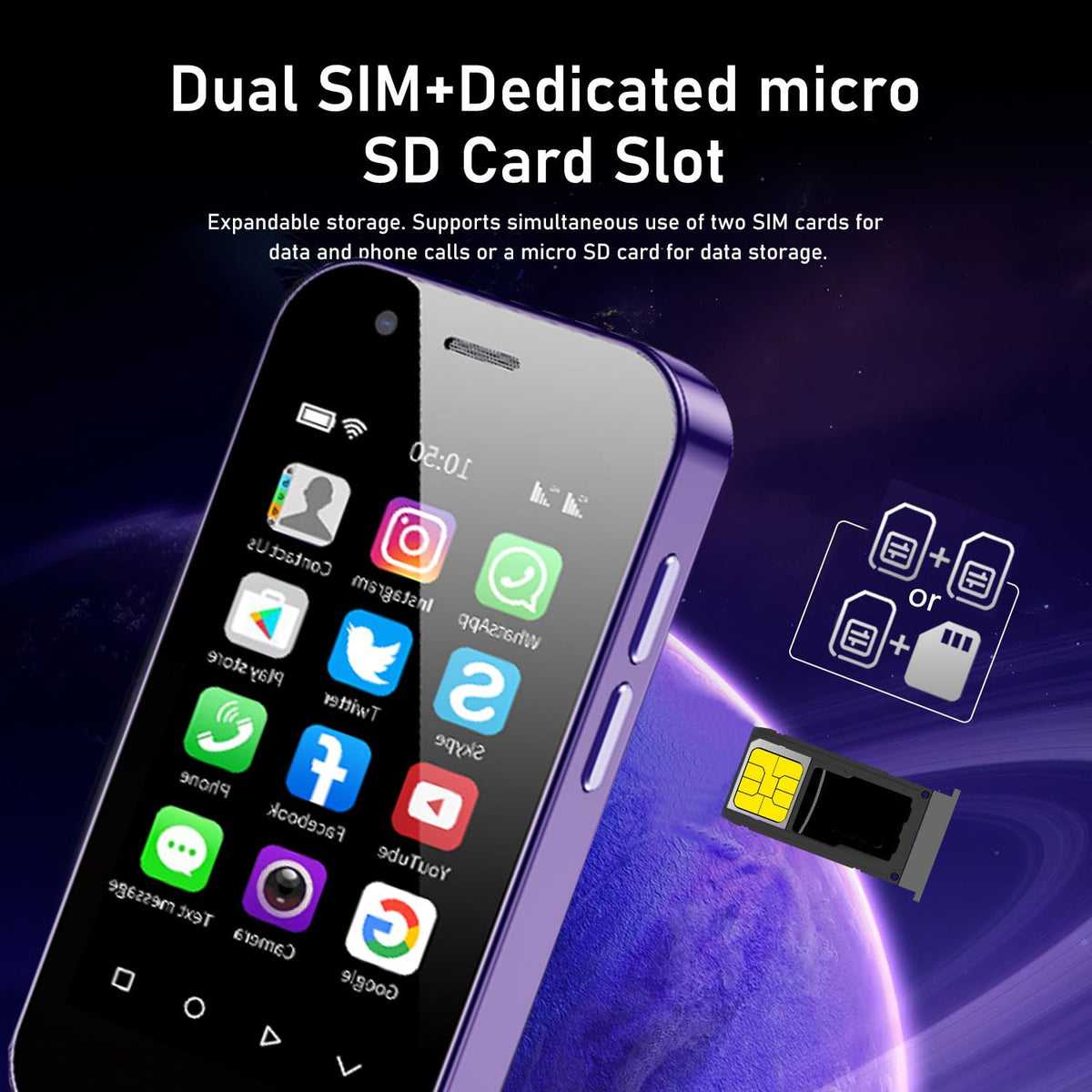 Mini Smartphone Unlocked Cell Phone 3.0 Inch Android 4G Quad Core Dual SIM Black Z215