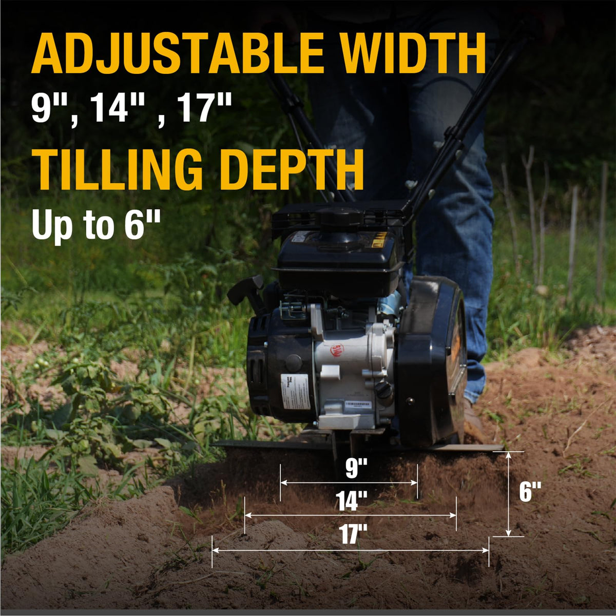 2 in 1 Gas Tiller Cultivator with 79 cc Engine and Adjustable Tilling Width I4927
