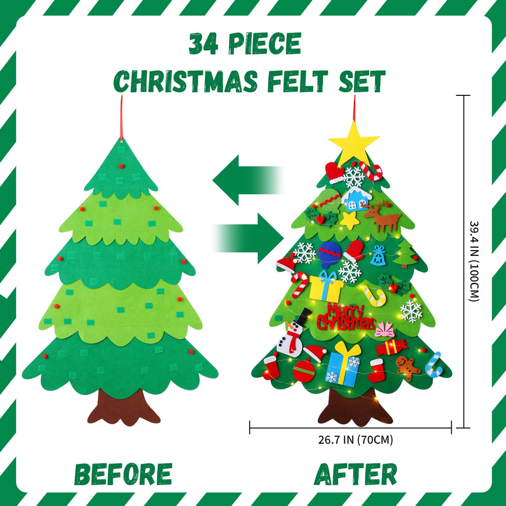 Felt Christmas Tree with 34 Ornaments B275545