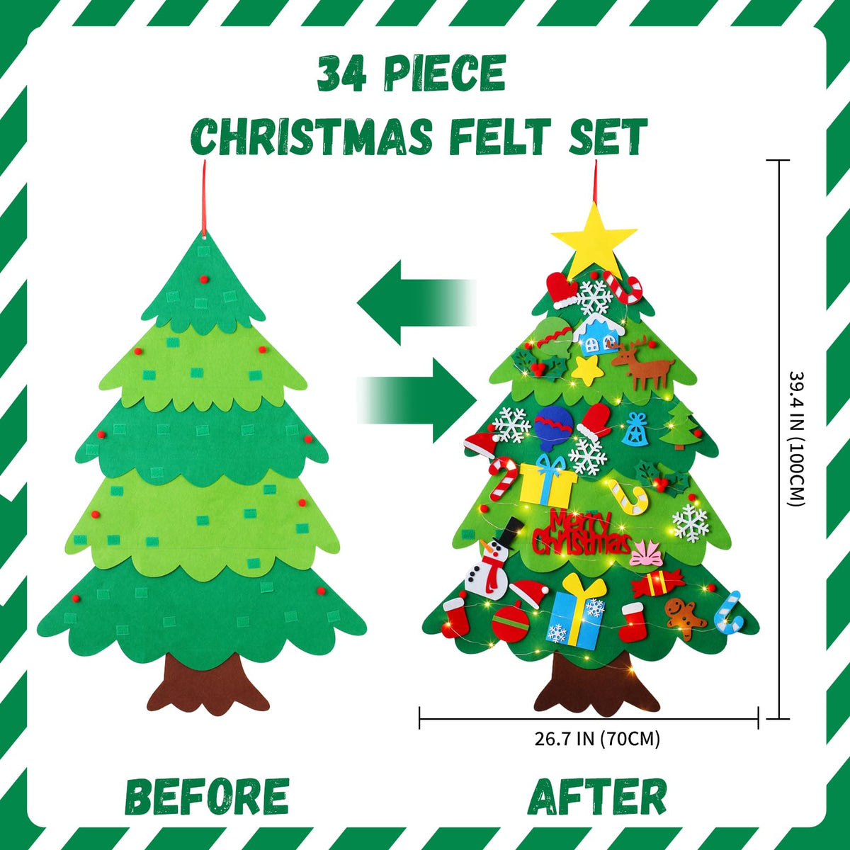 Felt Christmas Tree with 34 Ornaments B275545