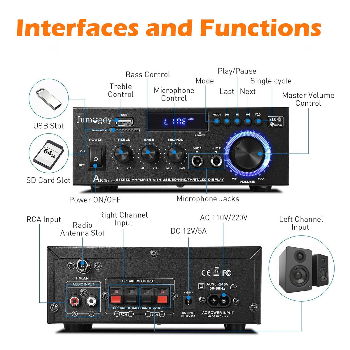 800W 2 Channel Bluetooth Power Amplifier N452