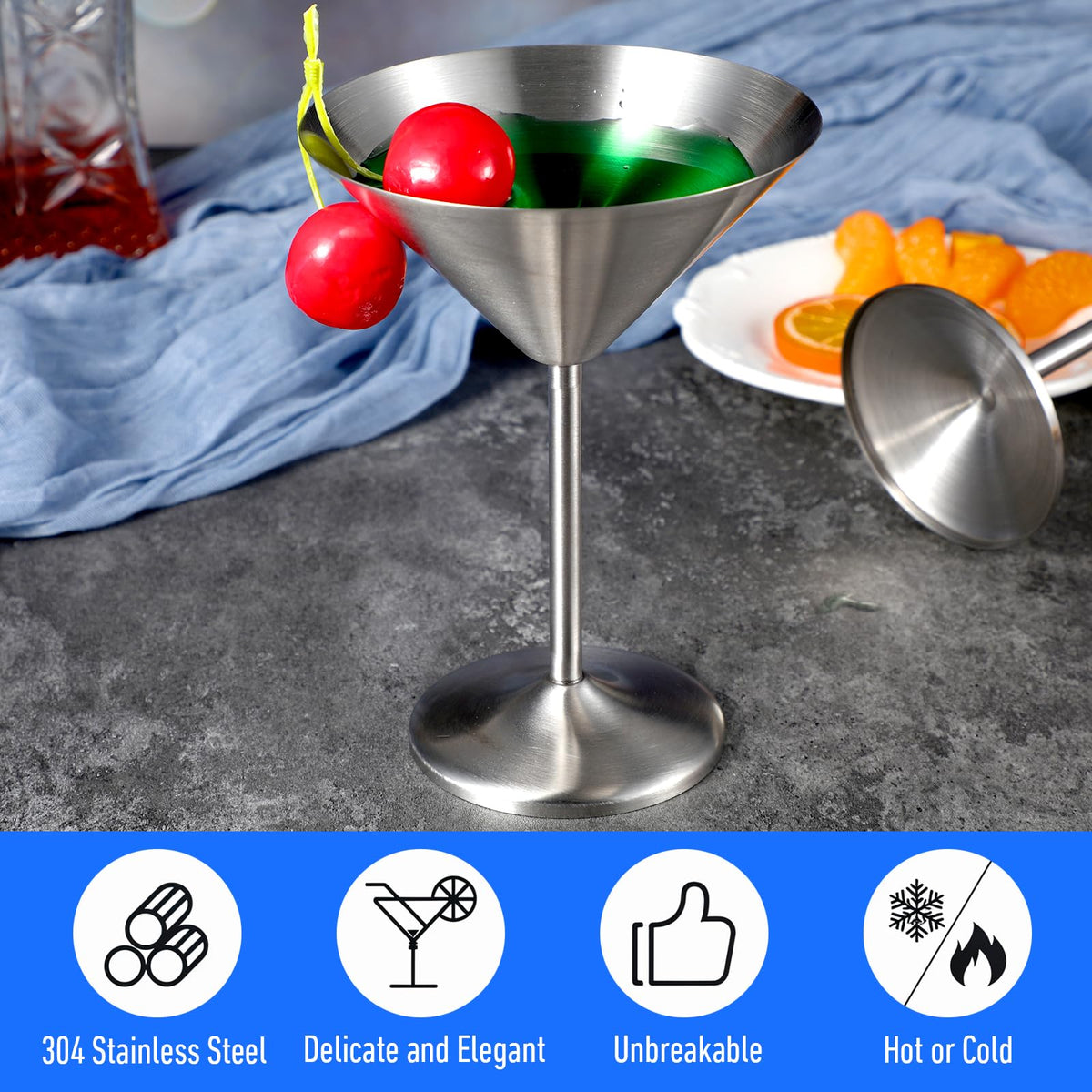 4-Pack Stainless Steel Martini Glasses 8.5oz F609267