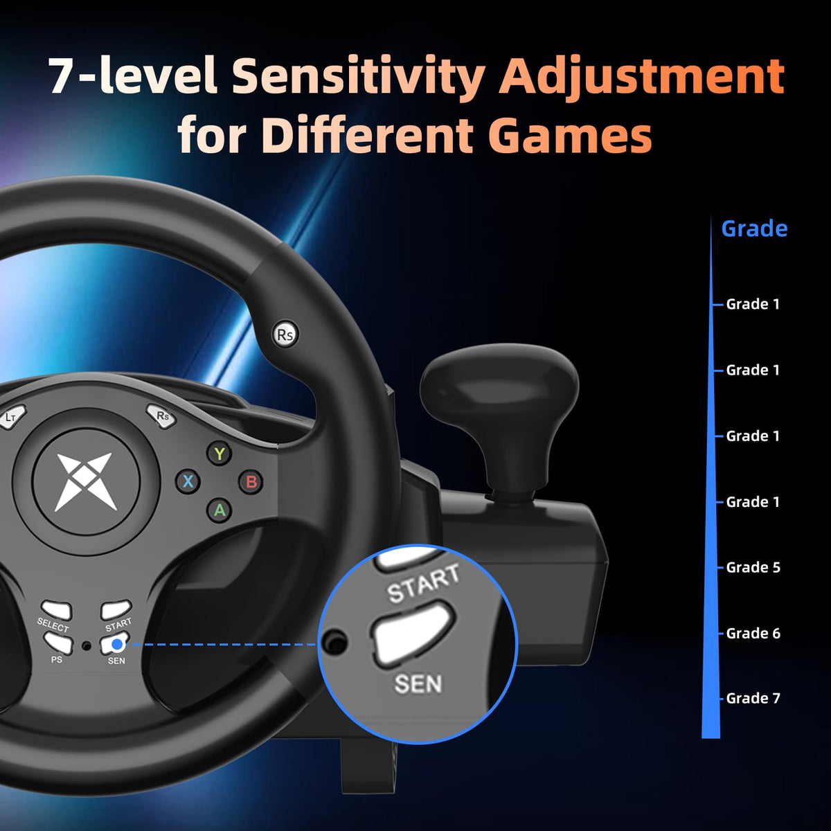 Gaming Steering Wheel with Pedals J29755
