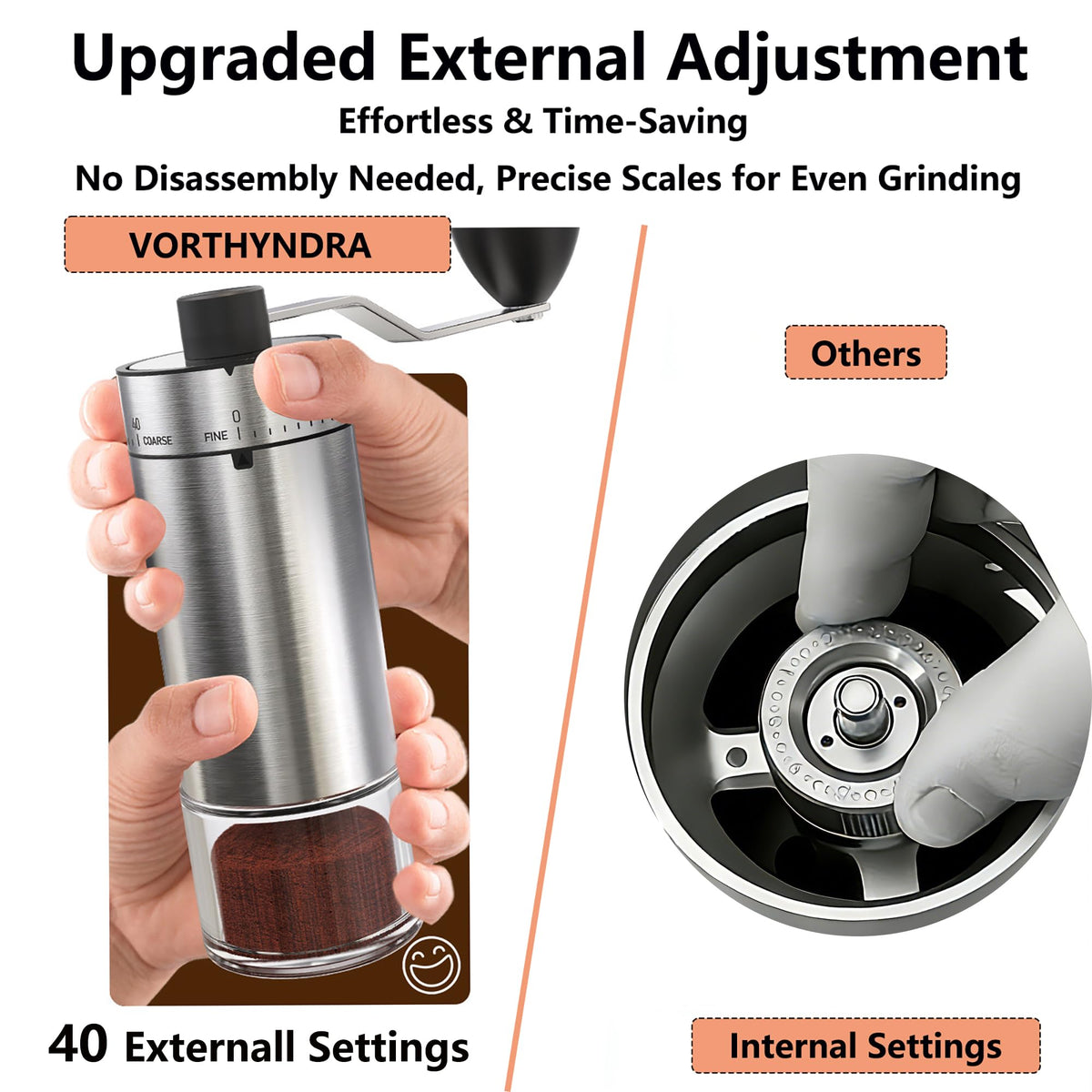 Manual Coffee Bean Grinder with Ceramic Conical Burr B9749
