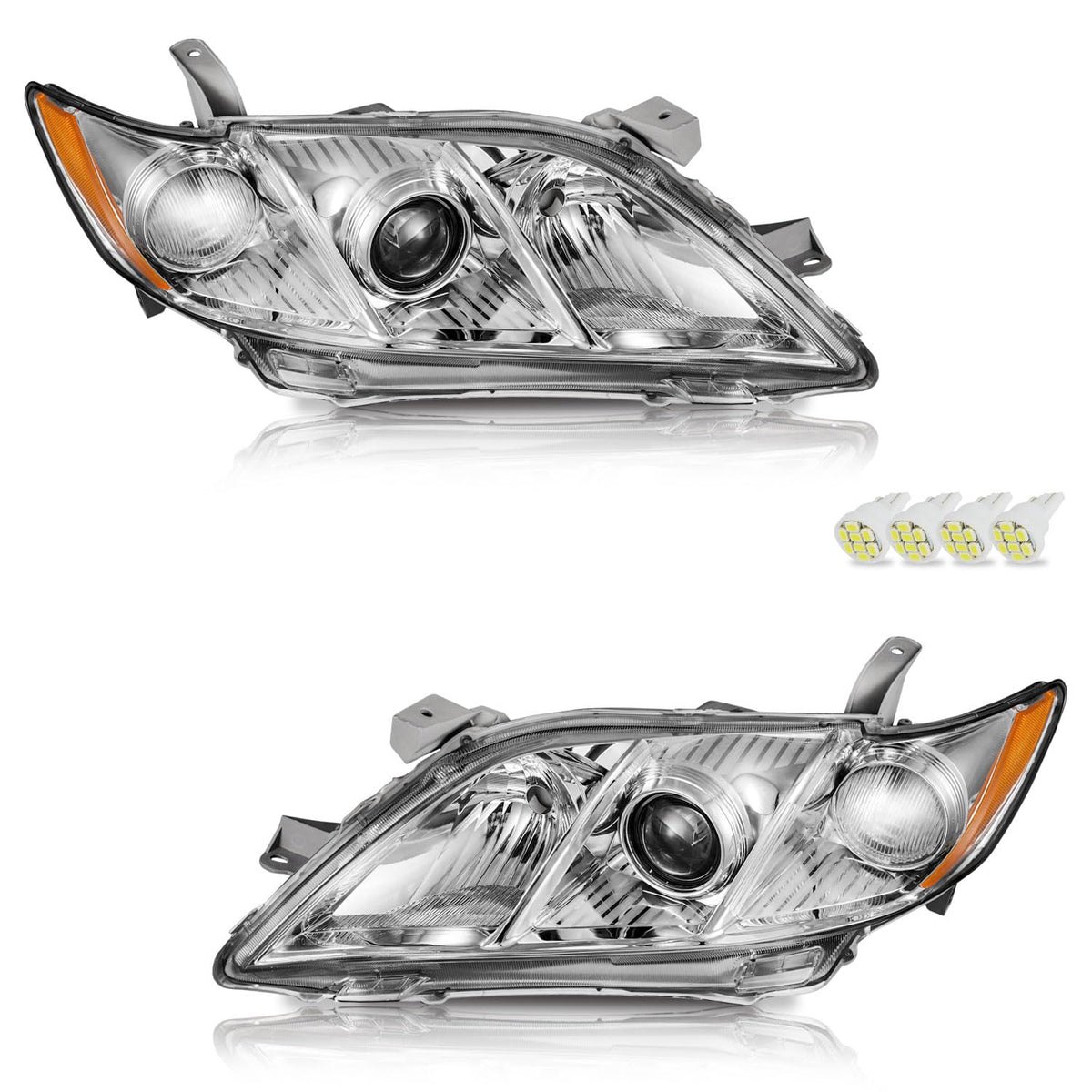Anti-Fogging Headlights Assembly for Toyota Camry Pair with LED Parking Light Bulbs N87674